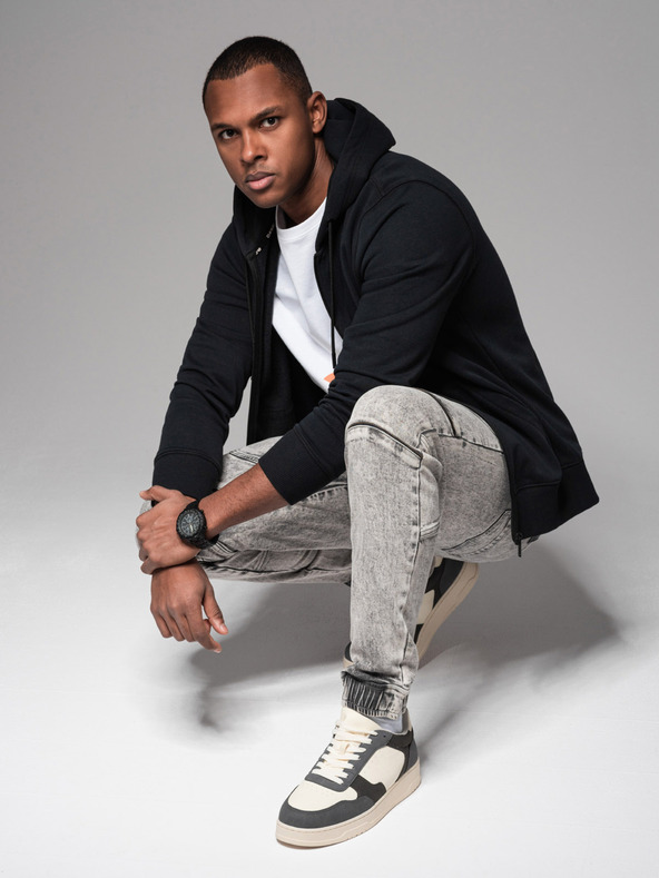 Ombre Clothing Herren JOGGERY Hose mit Reißverschlusstaschen grau Ombre Clothing