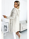 numoco Beige Damen Strickjacke mit Kapuze und Taschen Numoco