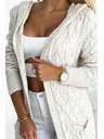 numoco Beige Damen Strickjacke mit Kapuze und Taschen Numoco