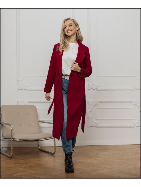 Edoti Roter Damenmantel mit Gürtel Edoti