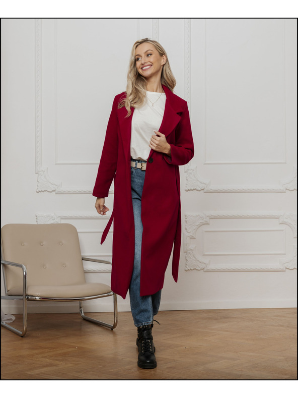 Edoti Roter Damenmantel mit Gürtel Edoti