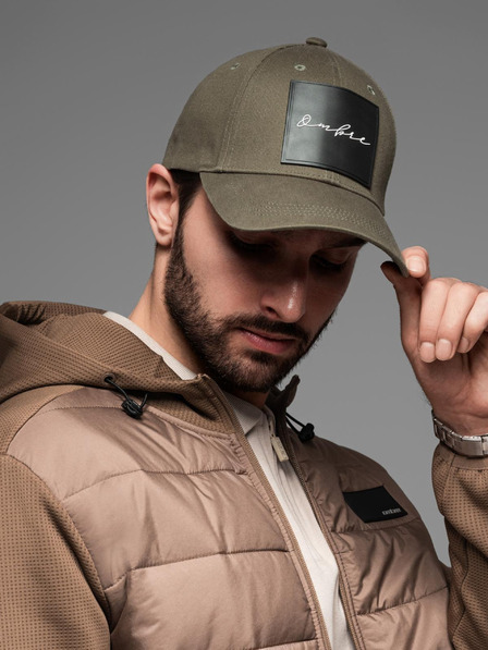 Ombre Clothing Herren-Baseballmütze mit großem Aufnäher khaki Ombre Clothing
