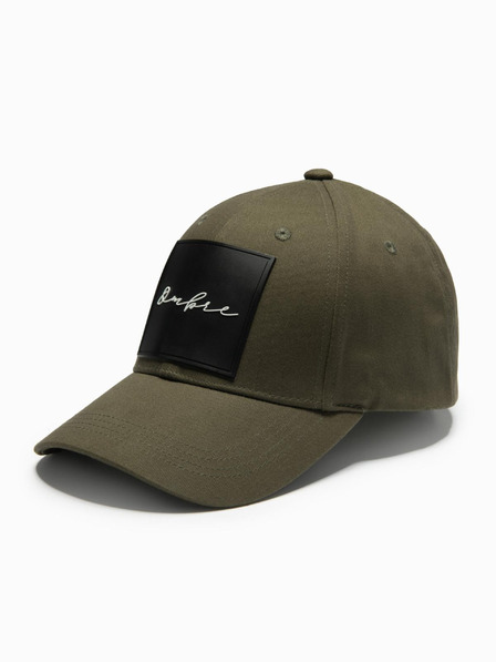 Ombre Clothing Herren-Baseballmütze mit großem Aufnäher khaki Ombre Clothing