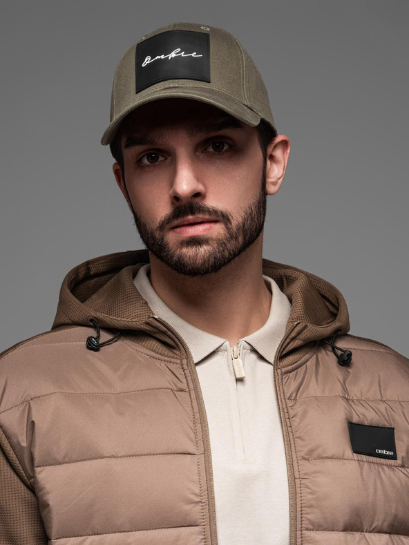 Ombre Clothing Herren-Baseballmütze mit großem Aufnäher khaki Ombre Clothing
