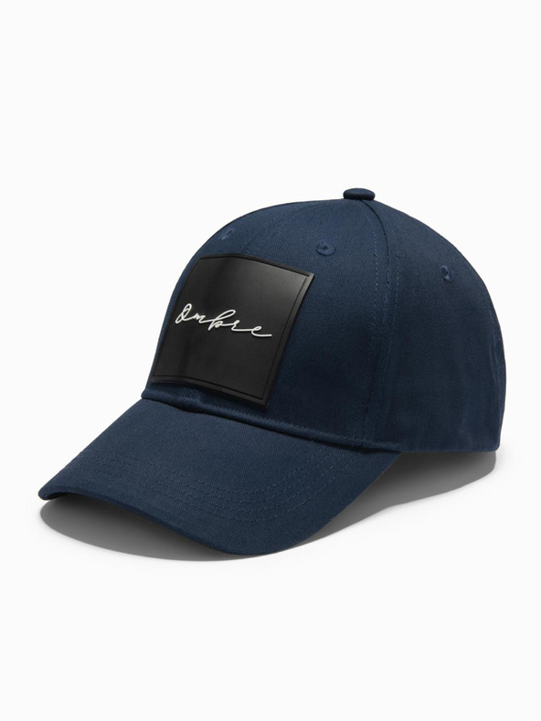 Ombre Clothing Herren-Baseballmütze mit großem Aufnäher dunkelblau Ombre Clothing