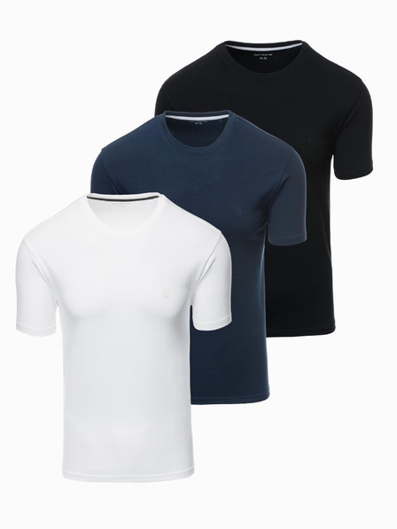 Ombre Clothing Dreierpack Herren-T-Shirts aus Baumwolle BASIC mit Rundhalsausschnitt Ombre Clothing