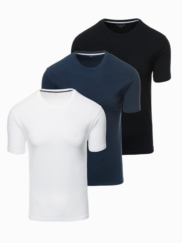 Ombre Clothing Dreierpack Herren-T-Shirts aus Baumwolle BASIC mit Rundhalsausschnitt Ombre Clothing