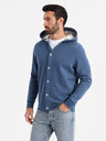 Ombre Clothing Herren Kapuzenpullover mit Knopfleiste blau Ombre Clothing