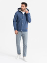 Ombre Clothing Herren Kapuzenpullover mit Knopfleiste blau Ombre Clothing