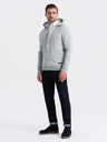 Ombre Clothing Herren Kapuzenpulli mit Knopfleiste - grau melange V2 OM-SSZP-0186 Ombre Clothing