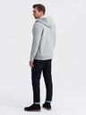 Ombre Clothing Herren Kapuzenpulli mit Knopfleiste - grau melange V2 OM-SSZP-0186 Ombre Clothing