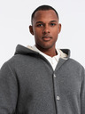 Ombre Clothing Herren Kapuzenpulli mit Knöpfen - graphit melange V4 OM-SSZP-0186 Ombre Clothing