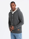Ombre Clothing Herren Kapuzenpulli mit Knöpfen - graphit melange V4 OM-SSZP-0186 Ombre Clothing