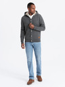 Ombre Clothing Herren Kapuzenpulli mit Knöpfen - graphit melange V4 OM-SSZP-0186 Ombre Clothing