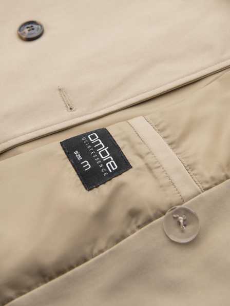 Ombre Clothing Eleganter Herren SLIM FIT Mantel mit Gürtel beige Ombre Kleidung