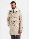 Ombre Clothing Eleganter Herren SLIM FIT Mantel mit Gürtel beige Ombre Kleidung