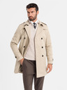 Ombre Clothing Eleganter Herren SLIM FIT Mantel mit Gürtel beige Ombre Kleidung