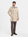 Ombre Clothing Eleganter Herren SLIM FIT Mantel mit Gürtel beige Ombre Kleidung