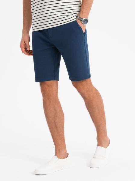 Ombre Clothing Herren SLIM FIT Shorts in strukturiertem Melange-Strick blau Ombre Clothing