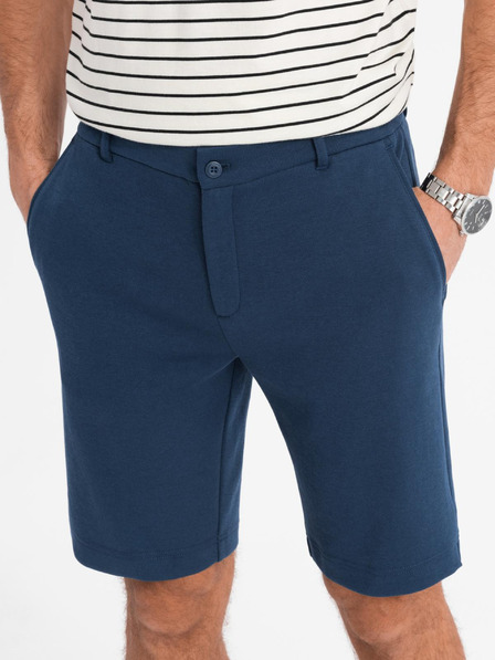 Ombre Clothing Herren SLIM FIT Shorts in strukturiertem Melange-Strick blau Ombre Clothing