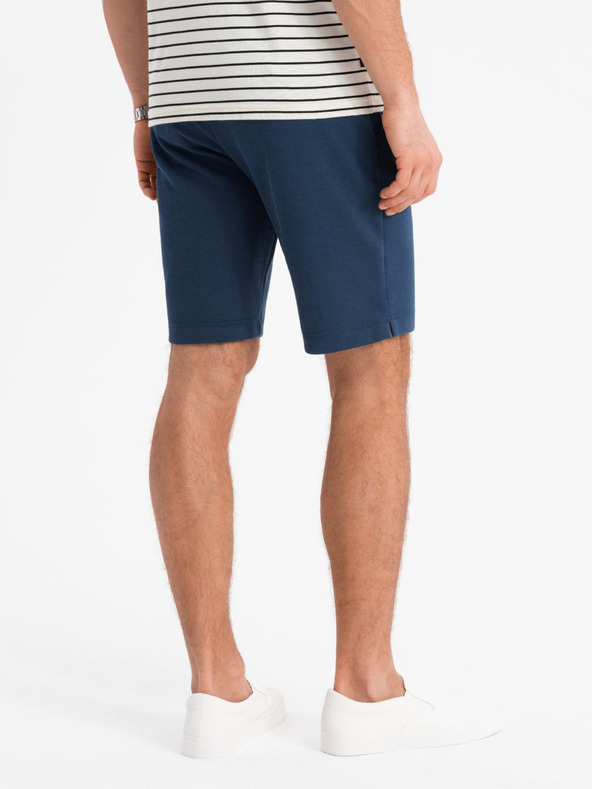 Ombre Clothing Herren SLIM FIT Shorts in strukturiertem Melange-Strick blau Ombre Clothing