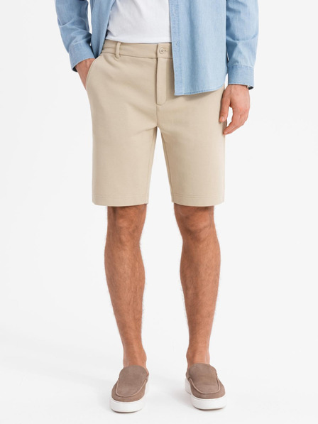 Ombre Clothing Herren SLIM FIT kurze Shorts in strukturiertem Melange-Strick beige Ombre Kleidung