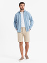 Ombre Clothing Herren SLIM FIT kurze Shorts in strukturiertem Melange-Strick beige Ombre Kleidung