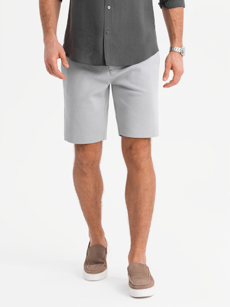 Ombre Clothing Herren kurze Shorts SLIM FIT strukturierter Melange-Strick hellgrau Ombre Kleidung
