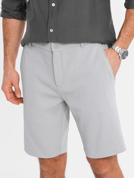 Ombre Clothing Herren kurze Shorts SLIM FIT strukturierter Melange-Strick hellgrau Ombre Kleidung