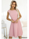 numoco Klassisches kurzärmeliges Gürtelkleid mit Gürtel - puderrosa
