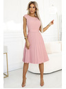 numoco Klassisches kurzärmeliges Gürtelkleid mit Gürtel - puderrosa