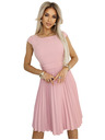numoco Klassisches kurzärmeliges Gürtelkleid mit Gürtel - puderrosa