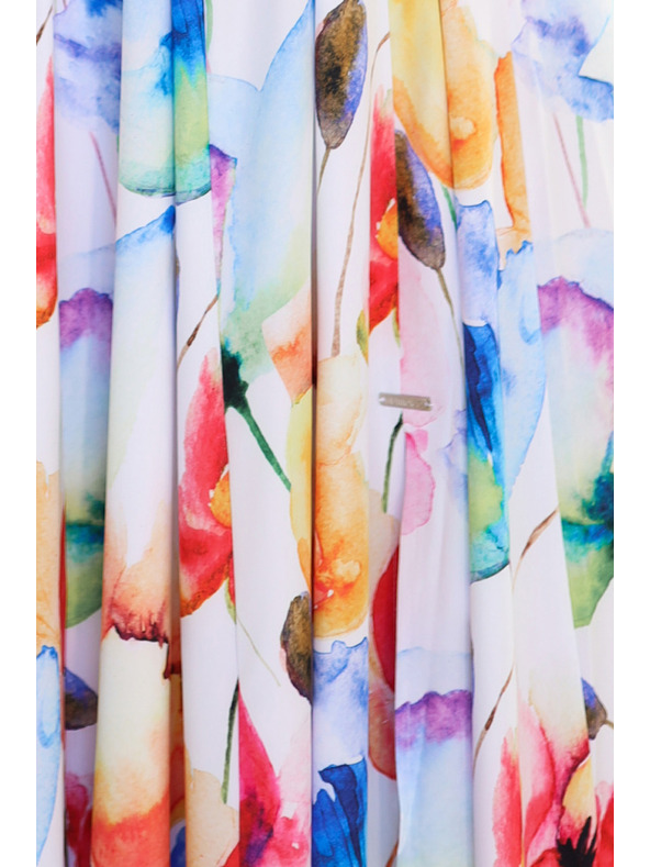 numoco Langes Sommerkleid mit Gürtel - buntes Blumenmuster Numoco