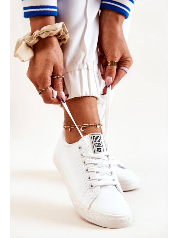 BIG STAR SHOES Damen Big Star Leder Turnschuhe - Weiß