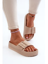 BIG STAR SHOES Damen Plateau Schaumstoff Hausschuhe mit Schnalle Big Star beige