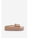 BIG STAR SHOES Damen Plateau Schaumstoff Hausschuhe mit Schnalle Big Star beige