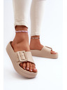 BIG STAR SHOES Damen Plateau Schaumstoff Hausschuhe mit Schnalle Big Star beige