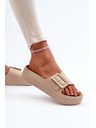 BIG STAR SHOES Damen Plateau Schaumstoff Hausschuhe mit Schnalle Big Star beige