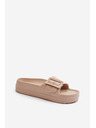 BIG STAR SHOES Damen Plateau Schaumstoff Hausschuhe mit Schnalle Big Star beige