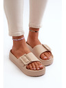 BIG STAR SHOES Damen Plateau Schaumstoff Hausschuhe mit Schnalle Big Star beige