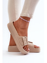 BIG STAR SHOES Damen Plateau Schaumstoff Hausschuhe mit Schnalle Big Star beige