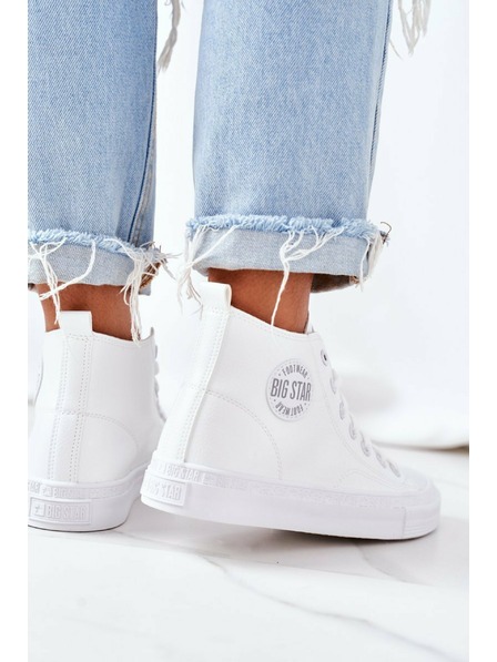 BIG STAR SHOES Damen Leder Hohe Turnschuhe Big Star Weiß