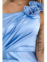 numoco 580-4 AURORA Langes Satin-Schulterkleid mit Rosen - Hellblau