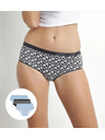 DIM DIM LES POCKETS COTTON BOXER 3x - Damen Baumwollslips 3 Stück - Schwarz - Hellblau - Weiß