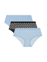 DIM DIM LES POCKETS COTTON BOXER 3x - Damen Baumwollslips 3 Stück - Schwarz - Hellblau - Weiß