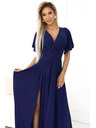 numoco Glänzendes langärmeliges Kleid mit Ausschnitt - Dunkelblau mit Glitzer Numoco