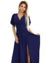 numoco Glänzendes langärmeliges Kleid mit Ausschnitt - Dunkelblau mit Glitzer Numoco