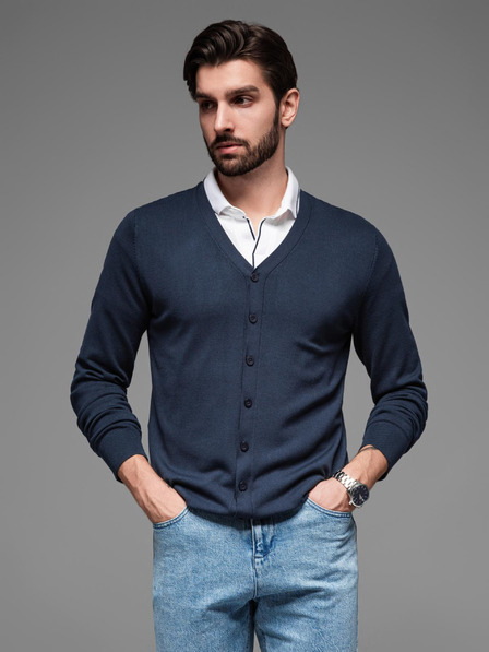 Ombre Clothing Herren Strickpullover mit strukturierten Tupfen - dunkelblau Ombre Clothing