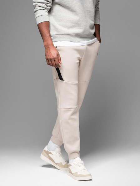 Ombre Clothing Herren-Trainingshose mit Rippbündchen und dekorativem Reißverschluss - sand Ombre Clothing