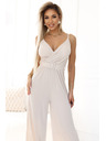 numoco Eleganter Wickel-Jumpsuit mit weitem Bein und Gürtel Numoco